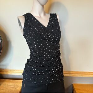 White House Black Market Sleeveless Polka Dot Faux Wrap Top XS NWT #10